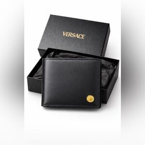 Versace Black Leather Medusa Bifold Wallet (New in Box)